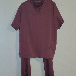 Women's Burgundy Scrub Set